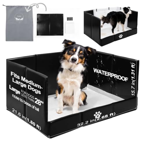 Image of HQ4US 4LEGS Dog Litter Box, Pee Pad Holder Foldable, Indoor Dog Potty Tray for Puppy & Medium Dogs, High Walls, Seamless, No Assembly, Waterproof, Easy to Clean, No Spill,Portable for Travel
