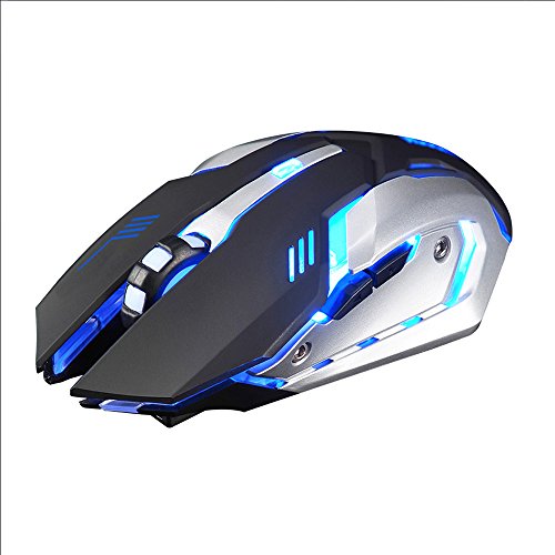 Preisvergleich Produktbild Vovo Gaming MouseVovotrade wiederaufladbare X7 Wireless Silent LED Hintergrundbeleuchtung USB Optical Ergonomic Gaming Mouse (Schwarz)