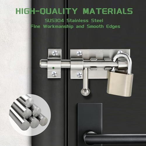 Image of Alise 2PCS 4 Inch SUS304 Stainless Steel Gate Latch, Slide Bolt Latch,Thickened Heavy Door Latch Lock, Security Slide Latch for Outdoor Fence, Window,Shed Door Brushed Finish MCX7004LS-2P