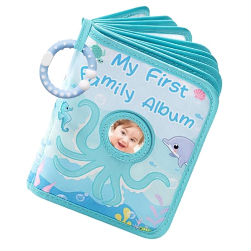 Zwpontia Libro de fotos para bebé, primer libro de recuerdos familiares, con temática de pulpo de tela suave, capacidad para álbum de fotos de 4 x 6 pulgadas, para niños, niñas, abuelos, padres, niños