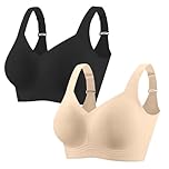 PoseFree 2 Pack Bras for Women Non Wired Support Comfort Bra| Seamless Full Coverage Everyday Wireless Bra for Relaxed Fit L