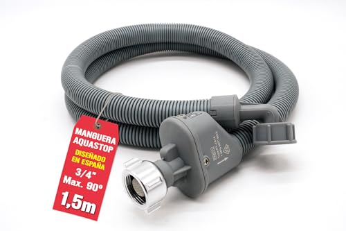 ELECTROHOGAR Manguera Aquastop 1,5M | Compatible con todas las Marcas de Lavadora y Lavavajillas | Conexión de 3/4' | Sistema Antifugas | Seguridad Contra Inundaciones | Certificación VDE