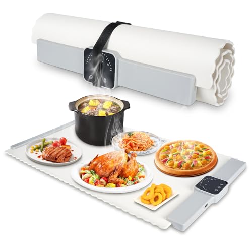 Electric Warming Tray, Foldable Silicone Heating Mat Heat Plate Portable Food Warmer for Buffets Restaurant Party Event Gathering Home Dinner
