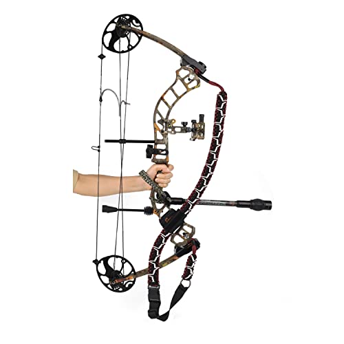 SUNYA Paracord Compound Bow Sling with V2 Upgraded Magnetic Connection System. Lightweight Hands Free Shoulder Carrying Sling for Bow Hunting, Field Archery and 3D (Thamnophis)