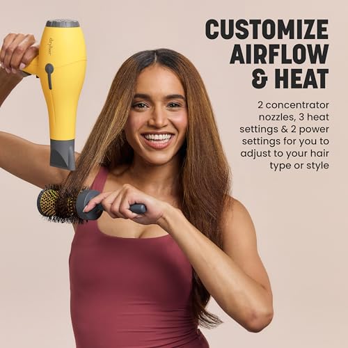 Image of Drybar Buttercup Ionic Blow Dryer With 2 Concentrator Nozzles | 3 Heat & 2 Power Settings, Faster Drying, More Shine, Less Frizz, Ultra Powerful yet Lightweight Professional Hair Dryer
