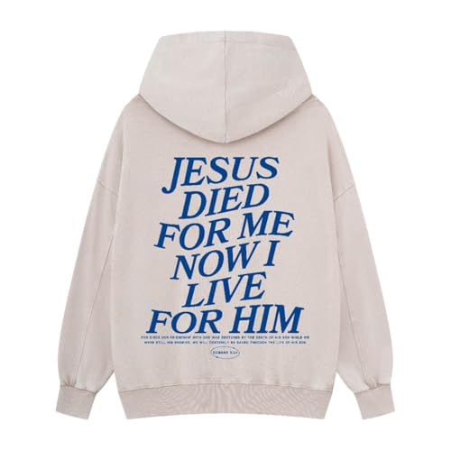 Graphic Hoodies for Men Women Unisex Washed Hoodie Oversized Sweatshirt Live for Jesus