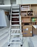MSHGSKU Escalera de Emergencia Plegable compacta de 10 escalones para Espacios reducidos, 293 cm (9,6 pies), con Ganchos para barandillas, Escalera versátil para ático, Acabado Plateado, f