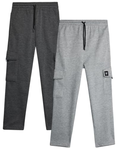 Bobcat Boys' Sweatpants - 2 Pack Soft Fleece Athletic Pull On Cargo Jogger Pants (Sizes: 8-18)