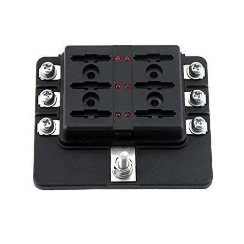 Sangmei Suporte de caixa de fusíveis de lâmina de 6 vias Blocos de fusíveis de lâmina padrão com ind