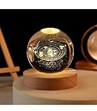 UPRONex213D Galaxy Crystal Ball Night Light | Dimmable Engraved LED Glass Ball Table Lamp with USB and Wooden Base for Home Decor, Office, Birthday Gift & Kids Bedroom (Saturn)