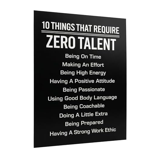 "10 Things That Require Zero Talent"- Motivational Wall Art- 8 x 10" Poster Print-Ready to Frame. Modern Decor for Home-Office-School-Gym & Locker Room. Teach Your Team & Players The Fundamentals!
