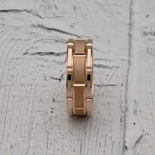 100S JEWELRY Tungsten Rings For Mens Wedding Band Rose Gold Brick Pattern Engagement Promise Jewelry Size 6-163