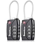 SharkByte TSA Approved Suitcase Locks - 4-Dial Security Travel Combination Padlock, Flexible Cable Wire Travel Lock for Suitcases, Luggage Locks, Travel Bag Gym Locker Small PadLock with code (2 Pack)