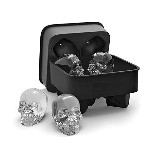Image of Styleys 3D Skull Silicone Ice Cube Tray Mold, Makes Four Giant Skulls, Ice Cube Maker in Shapes (4 Skull Shape, S11008)