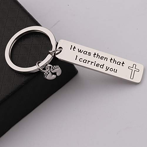 BNQL It was Then That I Carried You Bracelet Keychain with Footprints Charm (keychain)3