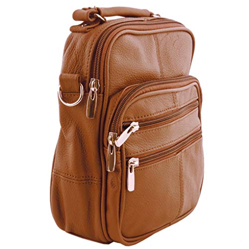 Genuine Leather Black Travel Men's Organizer Silver Fever® Handbag (Brown) #TOP3