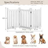 Yaheetech Absperrgitter Hund Schutzgitter, HxB: 60,5 x 151,5 cm, Treppengitter mit 2 Stützfüßen, Faltbares Hundegitter, Freistehendes Absperrgitter für Küche/Kamin/Ofen/Treppe, 3 Paneelen, Weiß
