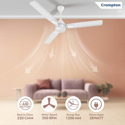 Image of Crompton Energion Caelum 1200mm BLDC Ceiling Fan | Remote & Regulator Control | Multiple Fan Pairing on Remote | BEE 5 Star Rated| High Air Delivery | Low Noise | 4 Years Brand Warranty | Silver White