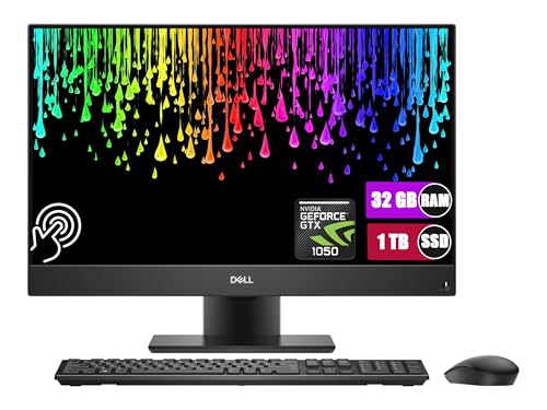 Image of Dell OptiPlex 7470 All-in-One Desktop Computer PC, 23.8 inch FHD Touchscreen, Intel Core i9-9900, 32GB RAM, 1TB SSD, Fingerprint Reader, NVIDIA GTX1050, Keyboard & Mouse, Windows 11 Pro (Renewed)