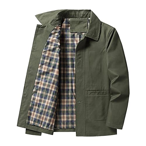 YTUGUNB Casacos Men's Clothing Spring and Autumn Cotton Jacket Men's Workwear Jacket Lapel casual Men's Jacket. M