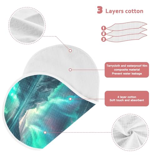 xigua Aurora Borealis Pattern Baby Burp Cloths for Boys and Girls, 1 Pack Absorbent Muslin Baby Burp Cloths, Soft Newborn Towel for Unisex 22''X11''3