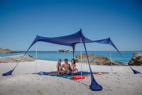 Sun Ninja Pop Up Beach Tent Sun Shelter Upf50+ With Sand Shovel, Ground Pegs And Stability Poles, Outdoor Shade For Camping Trips, Fishing, Backyard Fun Or Picnics (10X10 Ft 4 Pole, Royal Blue) #TOP2