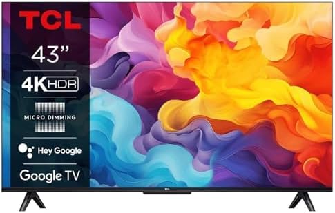 TCL 43V6B TV 43”, 4K HDR, Ultra HD, Google TV con design senza bo...