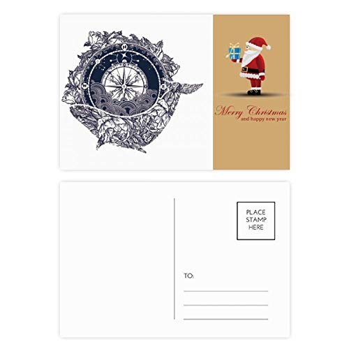 Cartes postales boussole et étoiles Père Noël : lot de 20 pour correspondances festives