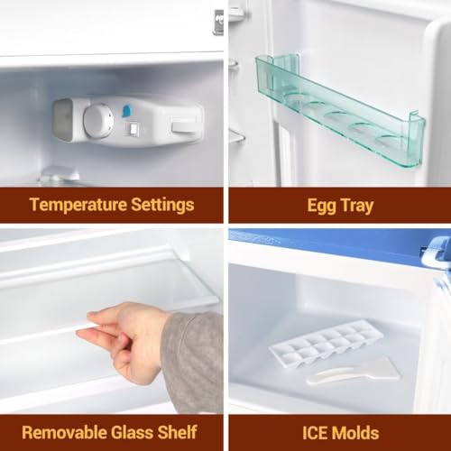 OOTDAY Retro Mini Refrigerator, 4 Cu. Ft. Small Fridge with Freezer, 2-Door Retro Compact Refrigerator with Adjustable Thermostat,Removable Shelves for Bedroom,Kitchen,Office,Dorm(Blue) - Thumbnail 4