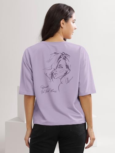 Image of HELLCAT Beige Printed Loose Fit Crew-Neck Crop T-Shirt for Women