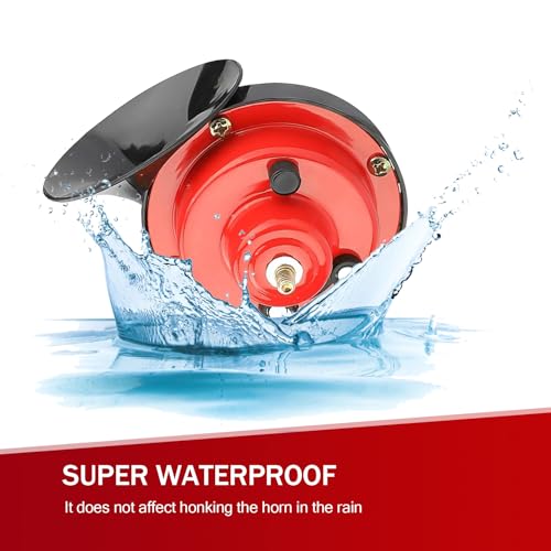 Sinytuto Pack-2 Car Snail Horns, 12V 300DB Automobile Horn Replacement Kit, Waterproof Security Alarm Speaker, Universal for Most Cars, Trucks and Vans (Red)