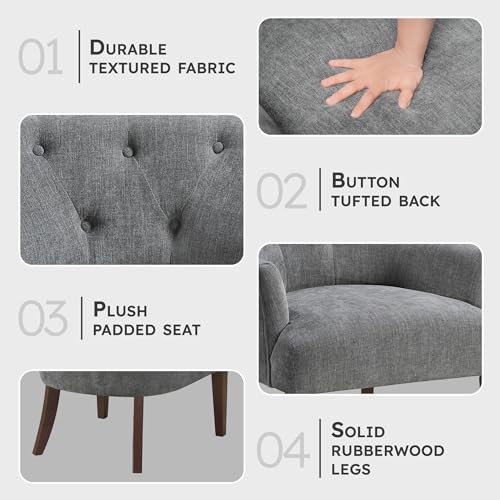 Sillón moderno tapizado tejido gris oscuro miniatura 3