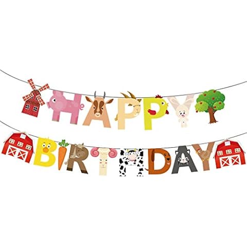 Happium Farm Animal Birthday Banner Decoration Cover