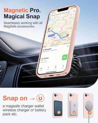 Image of Magnetic for iPhone 17e Case /iPhone 16e Case,Shockproof Matte Case,Pink | with Screen Protector,Compatible with MagSafe,Military Grade Drop Protection,Full Camera Protection,Non-Slip Design Cover