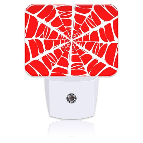 Image of White Spider Web Night Light for Kids, Spider Web LED Night Light Plug into Wall with Dusk to Dawn Sensor for Girls Boys Women Men Room, Hallway, Kitchen, Bathroom, Stairs Decor