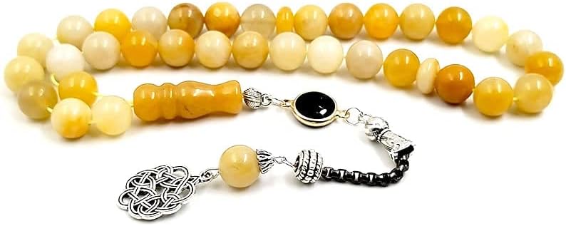 ALBASHAN Tasbih Gemstone Natural Quartzite Jade Muslim Prayer Beads gfit misbaha Man 33 Beads Bracelet Islamic Rosary (10mmx100beads)