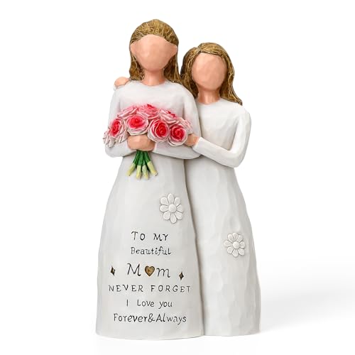 Escultura decorativa mom y daughter de resina pintada a mano