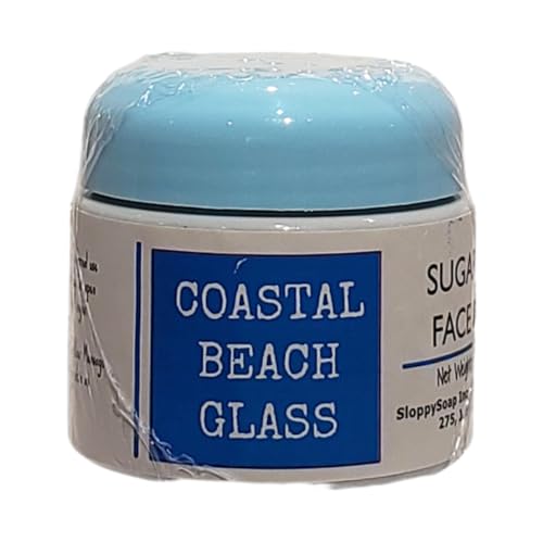 Coastal Beach Glass Sugar Scrub Face and Body Exfoliator, 6 Oz, Blue