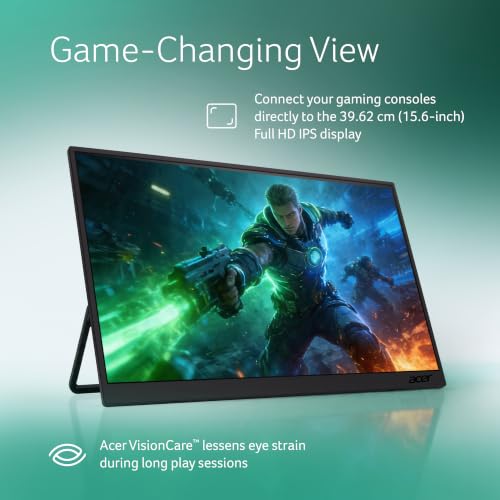 Image of Acer PM161QT 15.6 Inch Full HD IPS Portable Touch Monitor | 10-Point Multi-Touch | USB Type-C & Mini HDMI | Anti-Fingerprint Screen | Built-in Speakers | VisionCare | Multi Angle Adjustable Stand