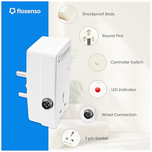 Image of Flosenso with Navi addon for Submersible Pumps Single or Dual Starters Switch - Fully Automatic Wired Water Level Controller | Ultrasonic Sensor | Mobile App | All Features | 6 AMP | 60 Meter Wire