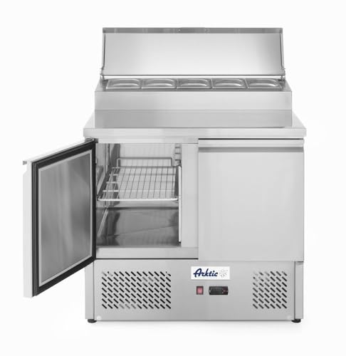 HENDI Cámara de dos puertas para ensaladas con expositor GN elevado (300 litros) - 230V / 310W - -2/8˚C - 900x700x(H)1055 mm