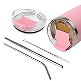DSCVR 2-Piece Unbreakable 30oz Tumbler Replacement Lid with Straws and Brush - Shatter Proof, Spill...