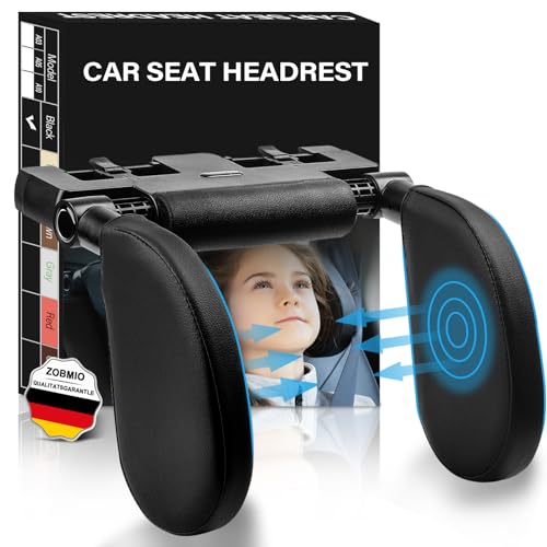 Kopfstütze Auto,Weichem Gedächtnisschaum,Einziehbare Abnehmbare Nackenstütze Autositz Seitliches Kopfstützkissen für Kinder Erwachsene, zum Schlafen, 360°Einstellbar (Schwarz)