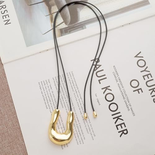 Aonklot Boho Necklaces for Women Chunky Cord Necklaces with Gold Pendant Statement Hollowed Heart Necklace Boho Jewelry Birthday Jewelry Gifts Trendy Stuff Accessories4