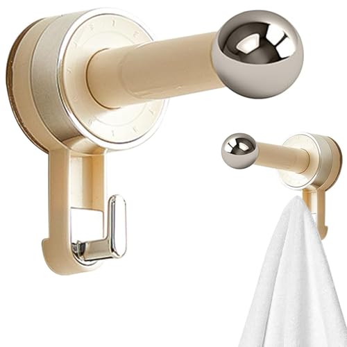Image of House of Quirk Wall Suction Hook, Adjustable Heavy-Duty Suction Cup Hook for Bathroom & Shower, No Drilling Waterproof Wall Hook for Towels, Robes & Accessories (Cream)