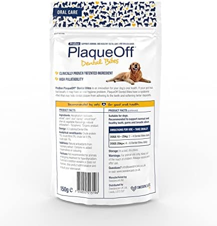 ProDen PlaqueOff Dental Bites 150g | For Dogs Over 10kg | Bad Breath, Plaque, Tartar