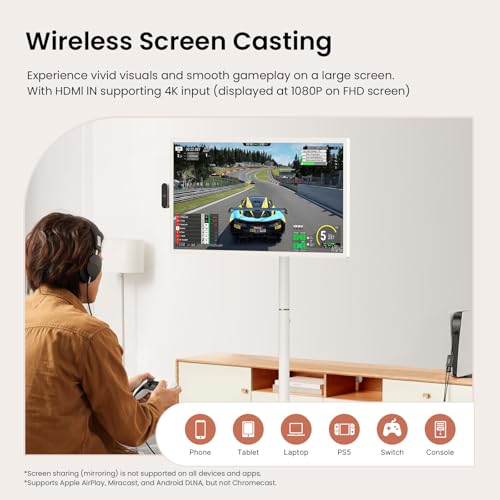 undefined ApoloSign 24 Inch FHD Smart Portable TV 2nd Gen, 16(8+8) GB RAM+128GB, Android 15, EDLA-Certified, Rolling Tablet TV on Wheels, Built-in 5200mAh Battery, Full Swivel Rotation, Voice Remote Control の商品画像 5
