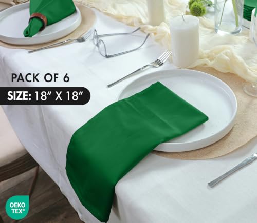 Image of Ruvanti Cloth Napkins Set of 6, Cotton Enrich 18 inchx18 inch - Dark Green