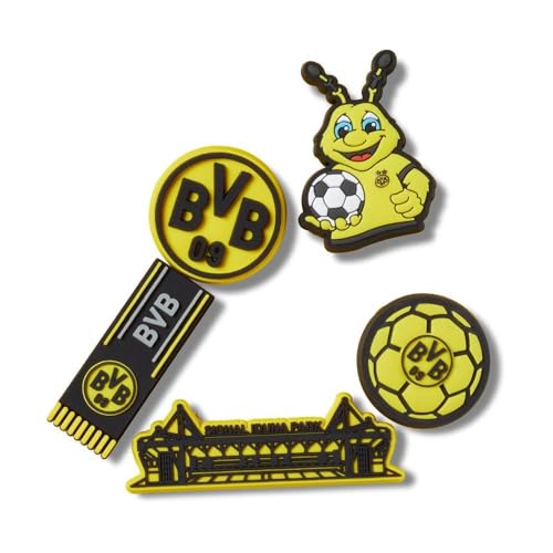 Crocs Unisexs Jibbitz Shoe Football Club Multi Pack Soccer Charms BVB 5 Pack