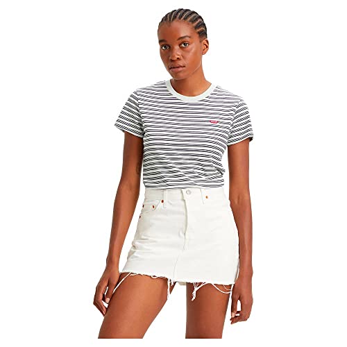 Levi's Damen Perfect Tee Multi Grunge Stripe Chalk Blue S